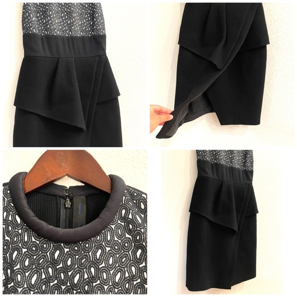 Proenza Schouler Wool-Crepe & Lace Peplum Dress Size 4 - Picture 14 of 16